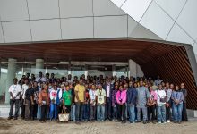 Dayo Adedayo the founder of the DAP Experience Centre with the students with group photograph wit the students