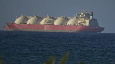 Image of a ship passing through the strait of Hormuz during the two weeks temporary ceasefire between the United States and Iran. (Getty image)