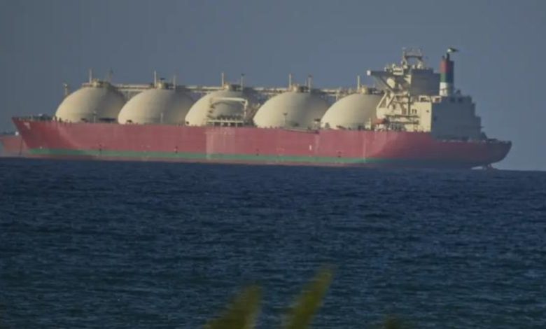 Image of a ship passing through the strait of Hormuz during the two weeks temporary ceasefire between the United States and Iran. (Getty image)