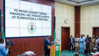 FG Moves Against Terror Financing: SEC Freezes Assets of 10 Individuals, 3 Entities.