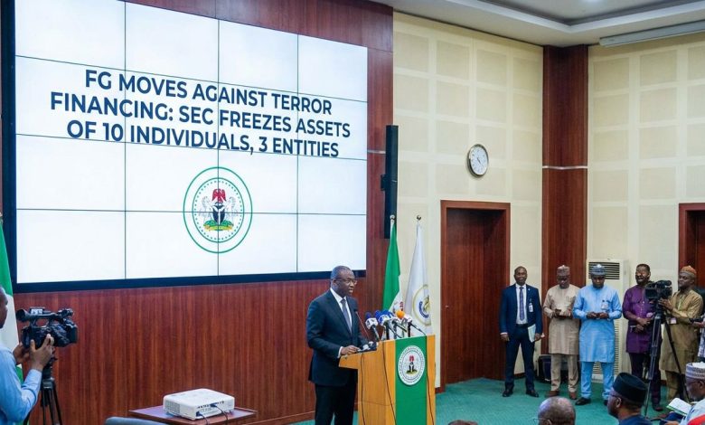 FG Moves Against Terror Financing: SEC Freezes Assets of 10 Individuals, 3 Entities.