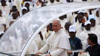 Pope Leo XIV arrives to lead a Holly Mass during his Apostolic journey in Angola.