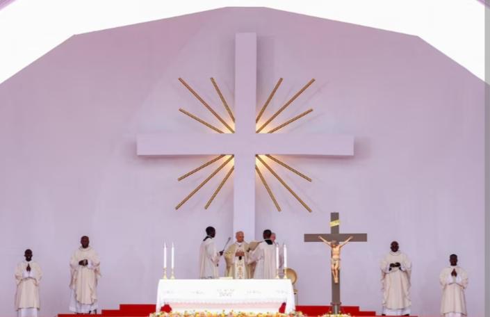Pope Leo XIV leads a Holly Mass during his Apostolic journey in Angola.