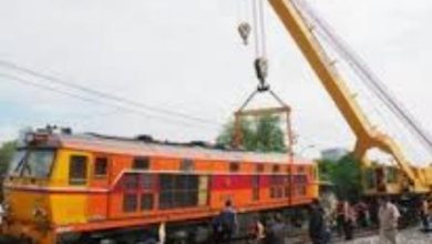 Derailed train