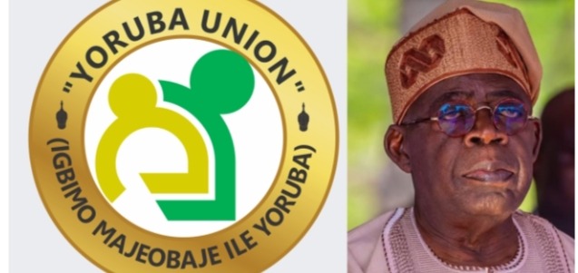 Yoruba union logo and president Tinubu.