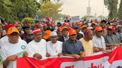 Atiku, Obi, David Mark, Amaechi lead ADC's 'Occupy INEC' protest in Abuja