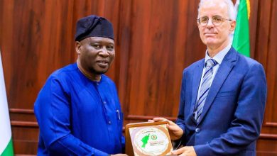 Governor Ahmadu Umaru Fintiri with Turkish Ambassador Mehmet Poroy during a visit in Yola