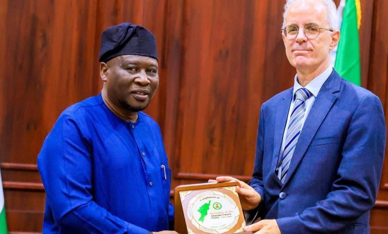  Governor Ahmadu Umaru Fintiri with Turkish Ambassador Mehmet Poroy  during a visit in Yola