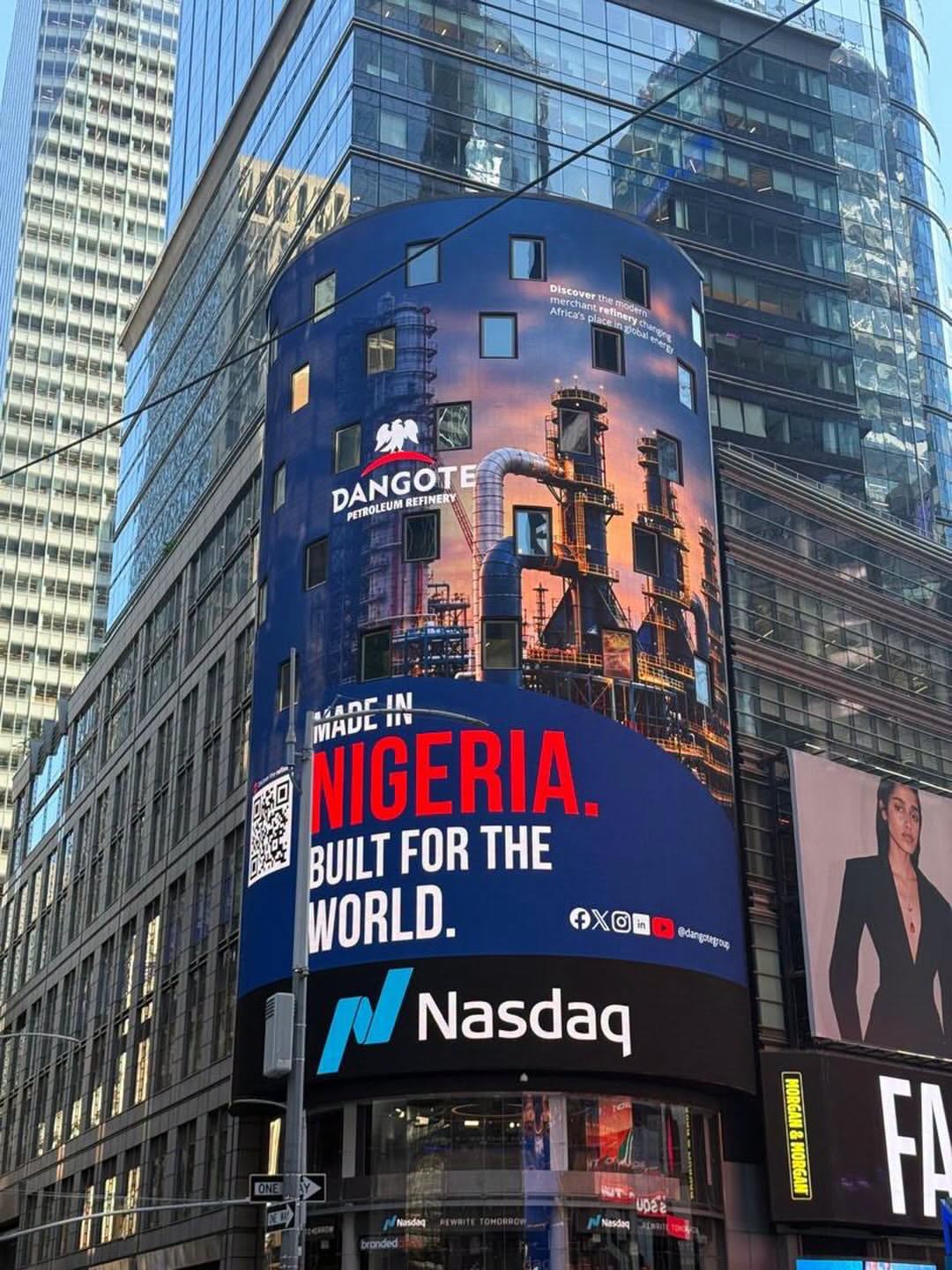 Made in Nigeria, Built for the World”: Dangote Refinery Lights Up Times Square in New York