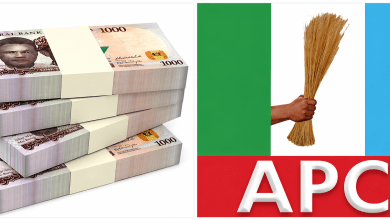 Nigeria currency and Apc logo