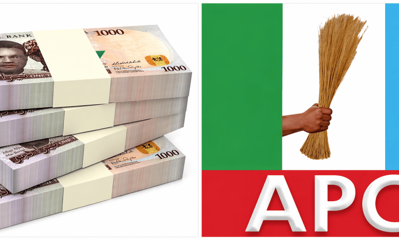 Nigeria currency and Apc logo