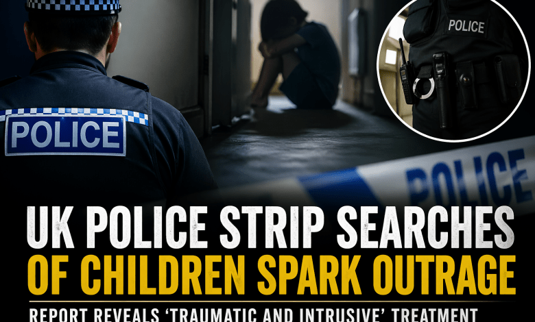 Generated design on UK police strip searches of children.