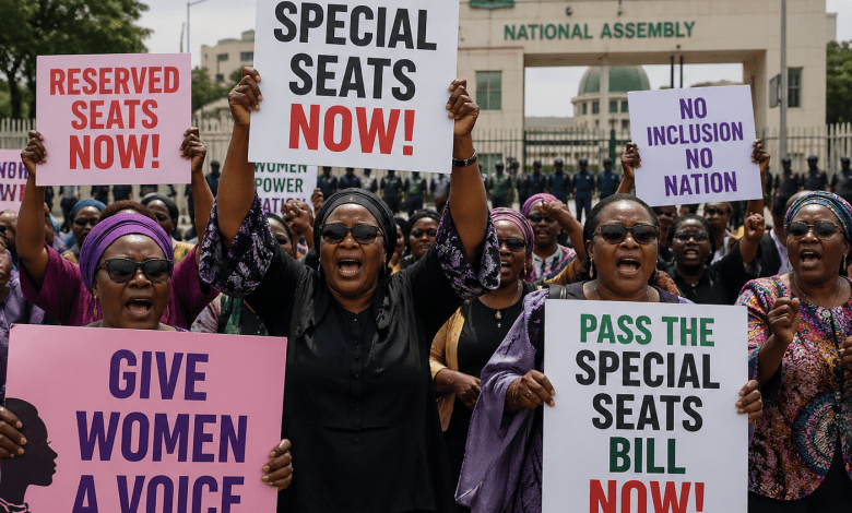 Image design of women protesting in Abuja